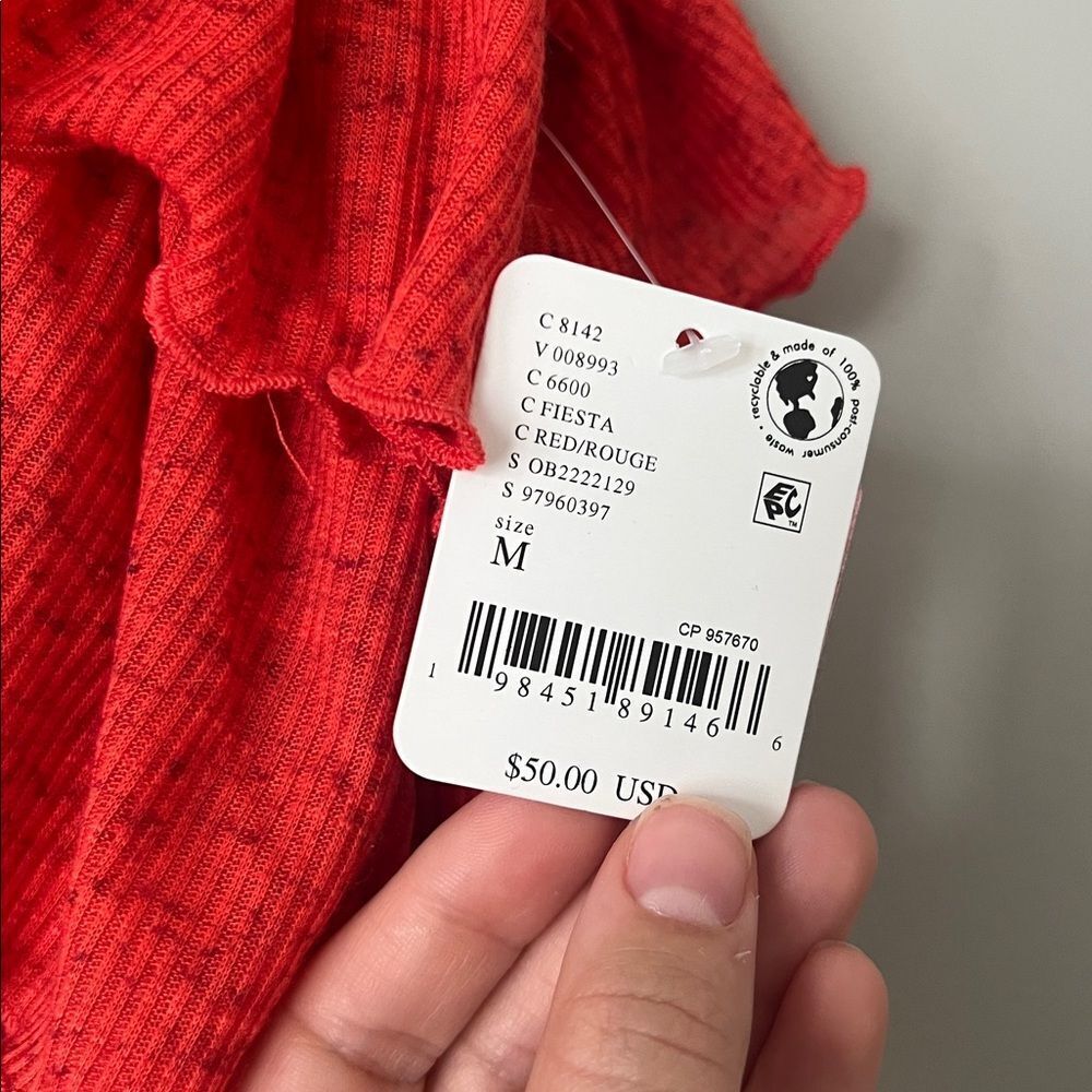 Free People Red Ruffle Tank Top - Picture 4 of 5